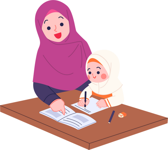 Teacher guiding a student